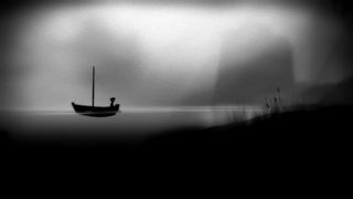 En pojke sitter i en båt i en dimmig miljö i Limbo.