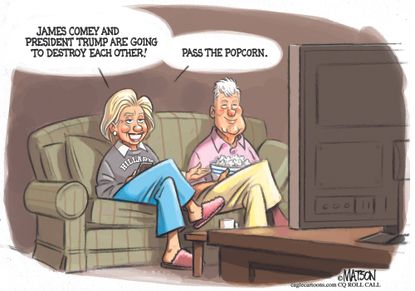 Political cartoon U.S. Hillary Clinton Bill Clinton James Comey Trump 20/20 interview A Higher Loyalty