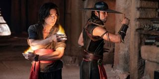Ludi Lin as Liu Kang and Max Huang as Kung Lao in Mortal Kombat 2021