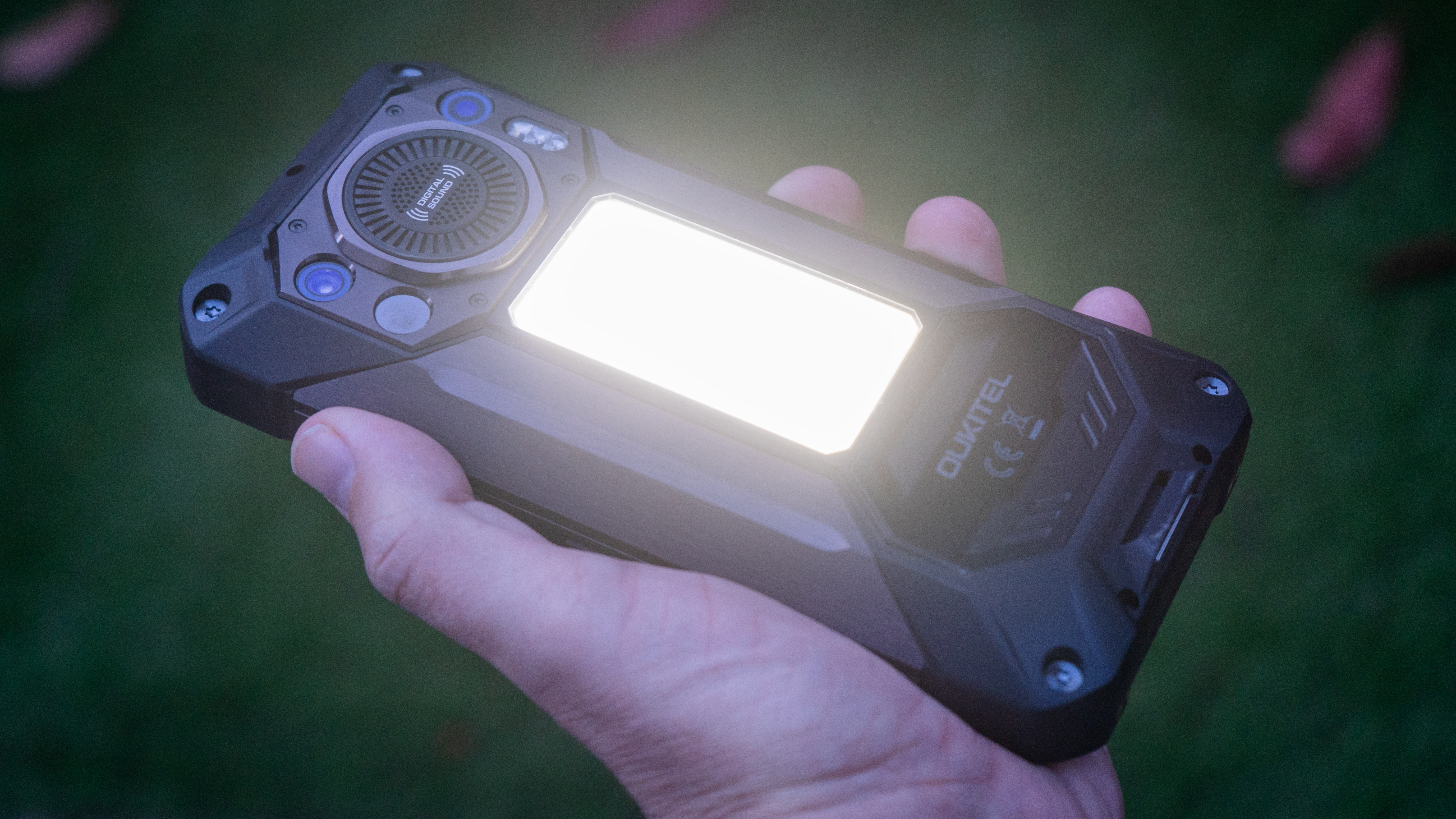 Oukitel WP61 Ultra phone with the camping light on