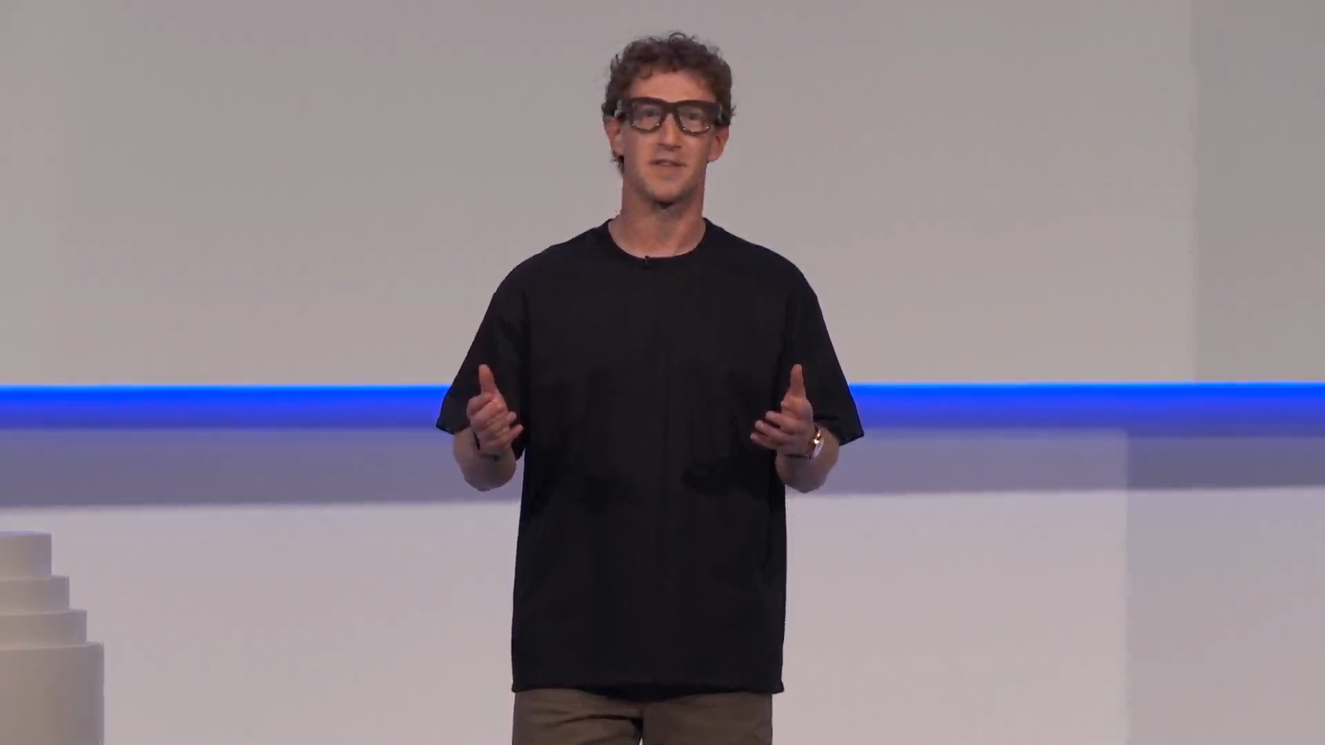 Zuckerberg wearing Meta RayBan Display smart glasses