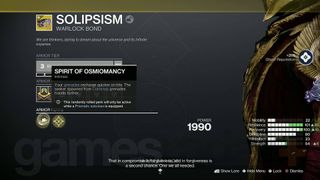 Destiny 2 Exotic Prismatic Class item Solipsism for warlocks