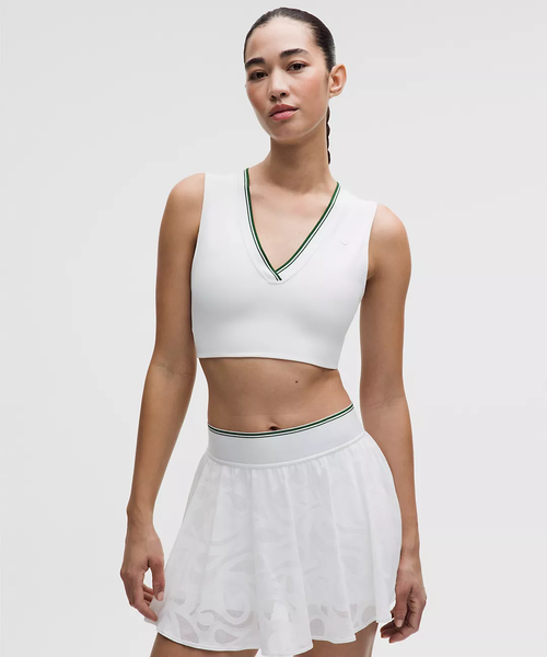 Paisley Mesh-Back V-Neck Longline Tennis Bra