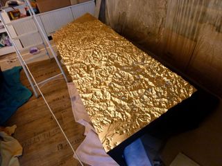 table with golden surface