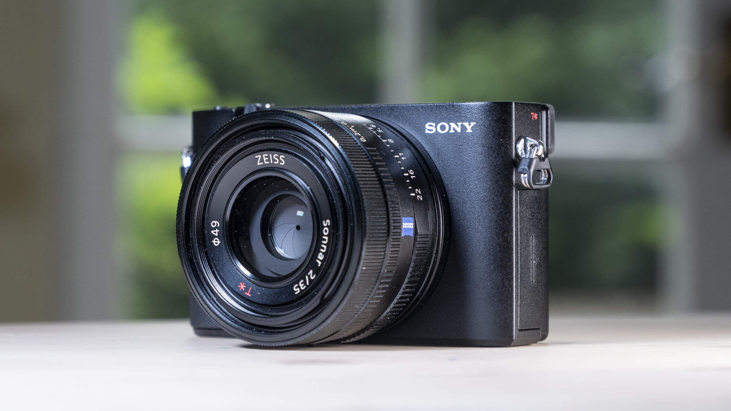 Sony RX1R III compact camera on a wooden table