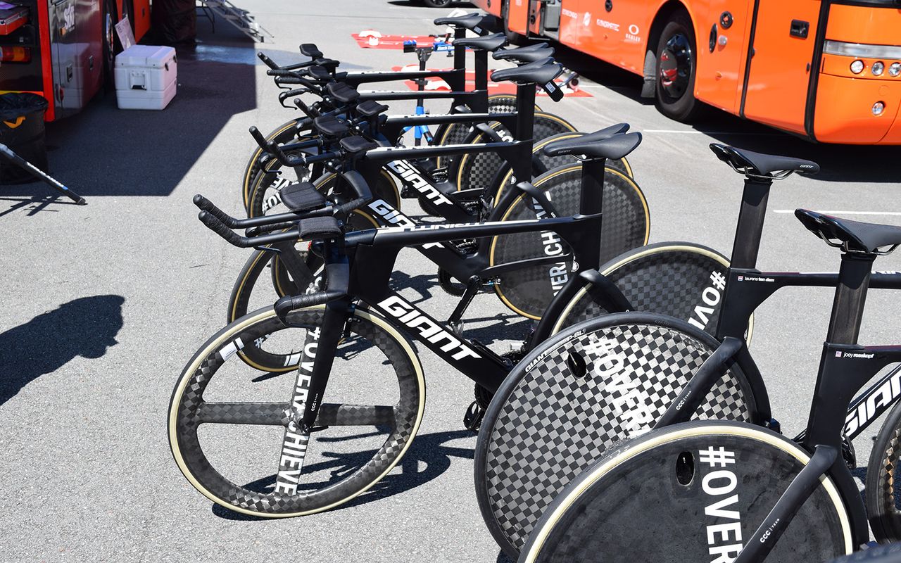 The CCC Team Giant Trinity bikes are paired with components nearly entirely from Giant