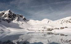 Mountains covered in snow in Melchsee-Frutt, Switzerland