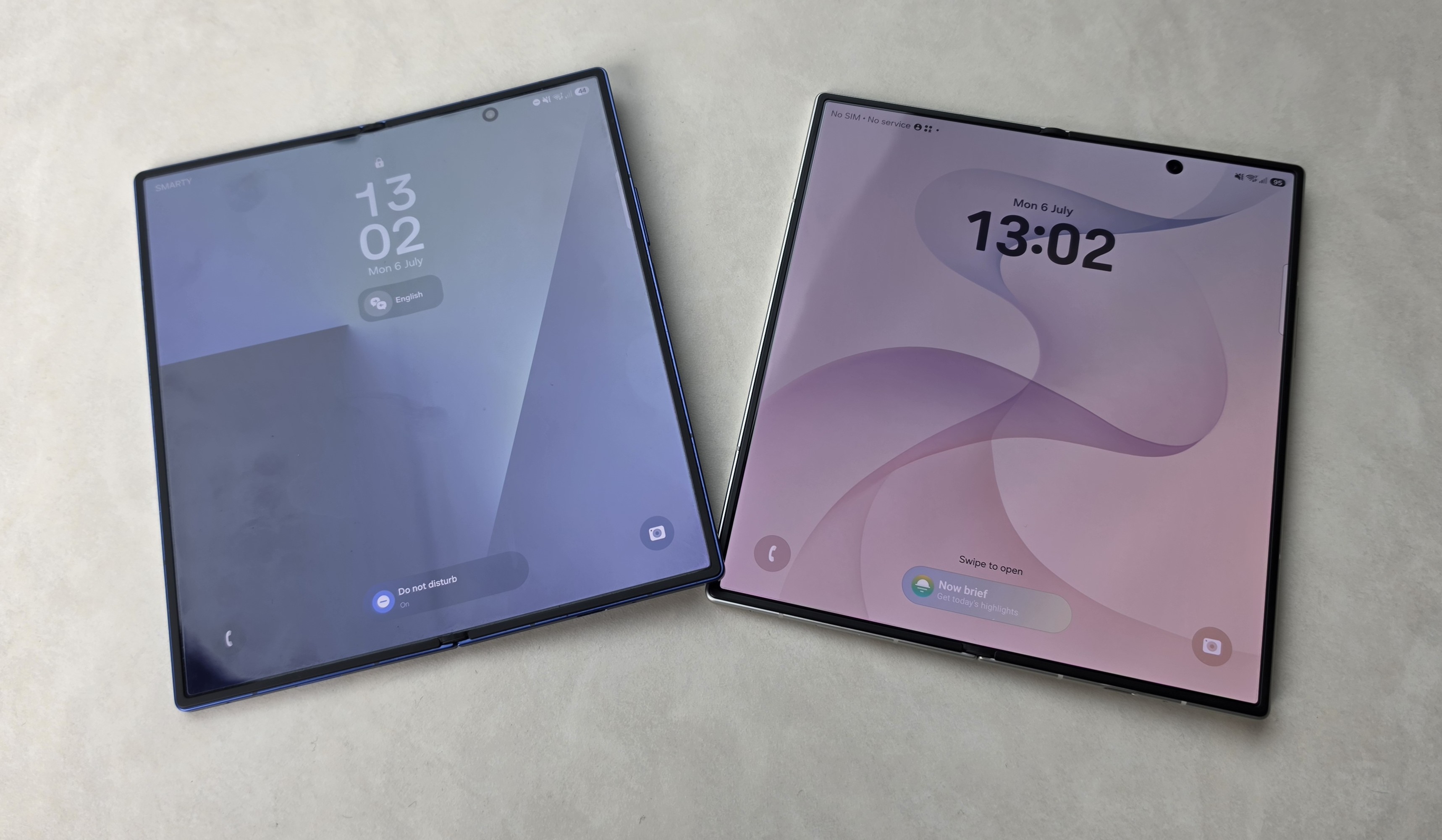 The Samsung Galaxy Z Fold 8 Ultra next to the Fold 7, both open