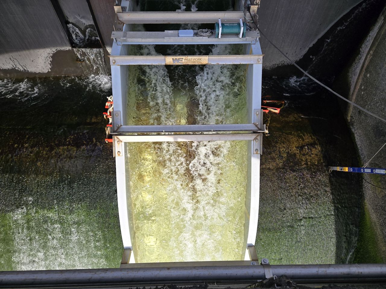 Water rushing down a tube