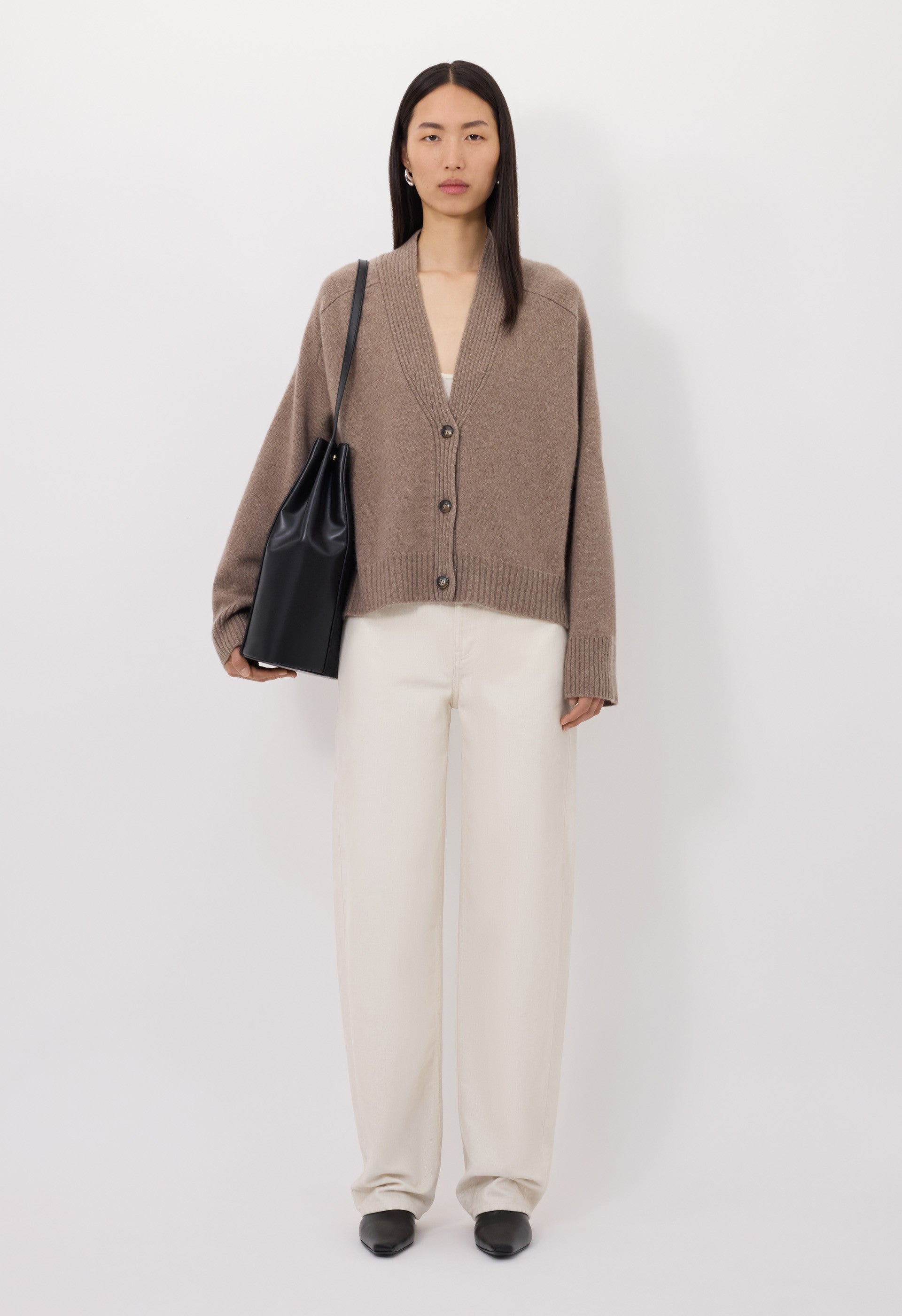 Kaia Lds Ribbed Neckline Cardigan - Xs