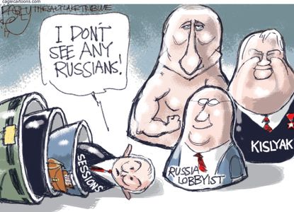 Political cartoon U.S. Sessions dealings with Russian lobbyists