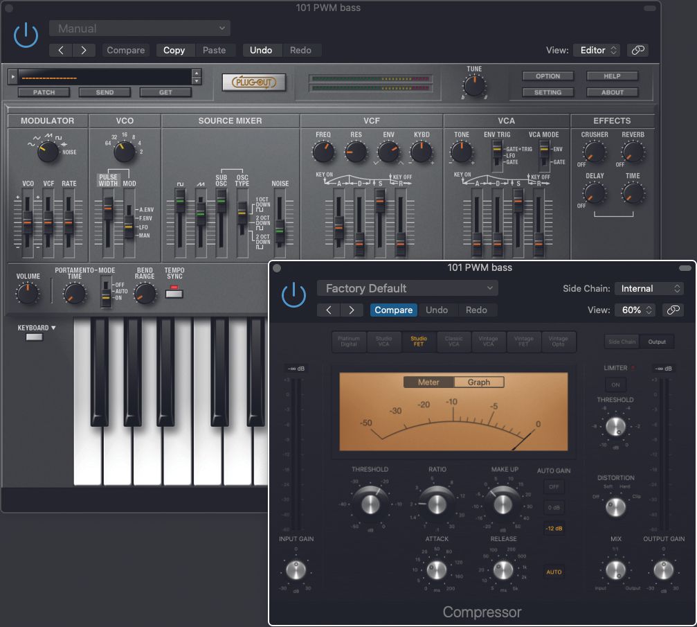 How to create a PWM synth bass patch on a virtual Roland SH101