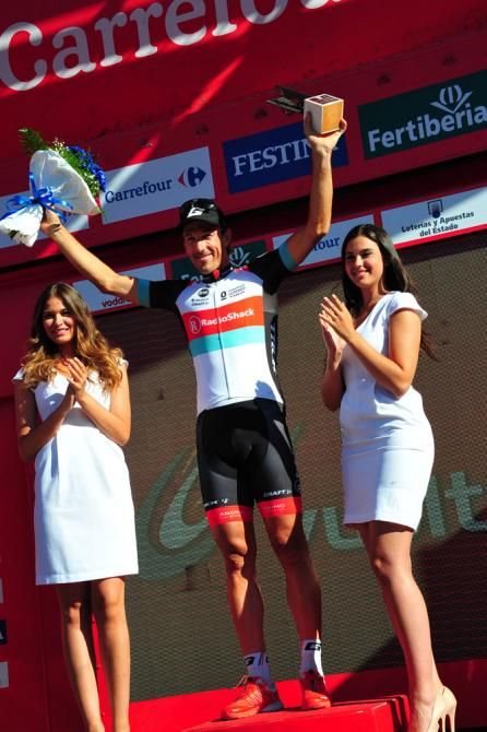 Fabian Cancellara (RadioShack Leopard) on the podium after winning the stage 11 time trial at the Vuelta a Espana