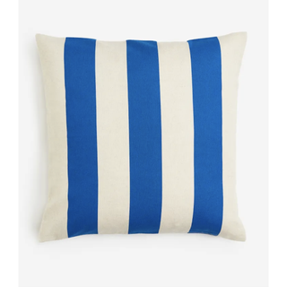 blue and white striped cushion