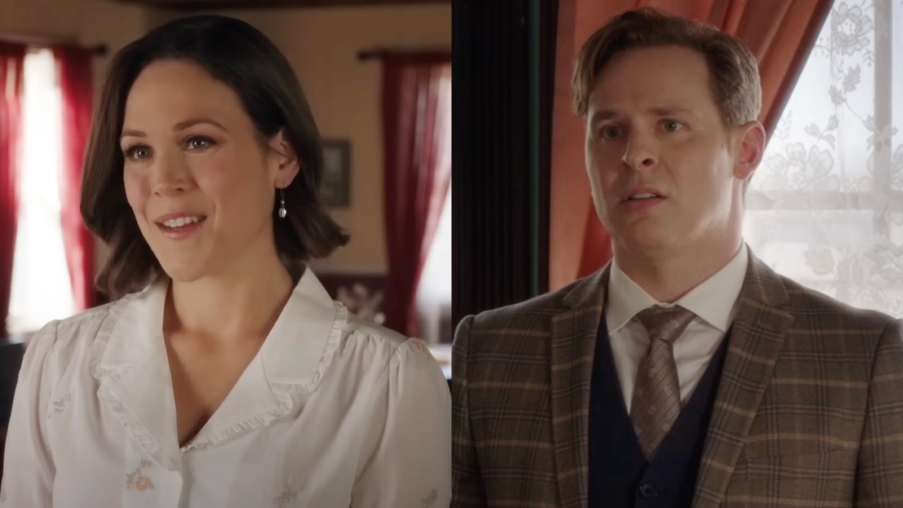 Erin Krakow as Elizabeth Thornton and Mike Rosenbaum as Mike Hickam on When Calls the Heart.