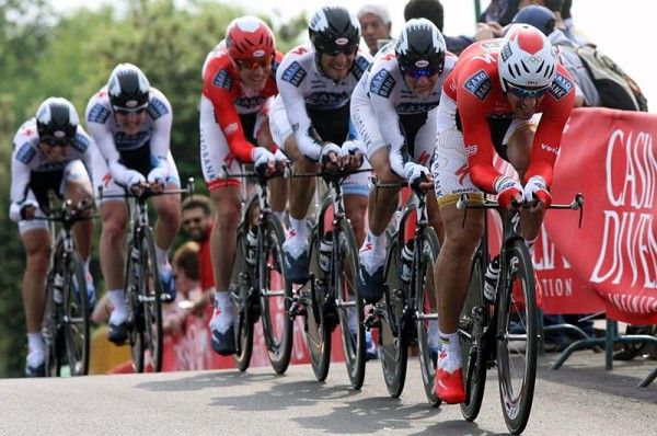 Fabian Cancellara sets the pace for Team Saxo Bank.