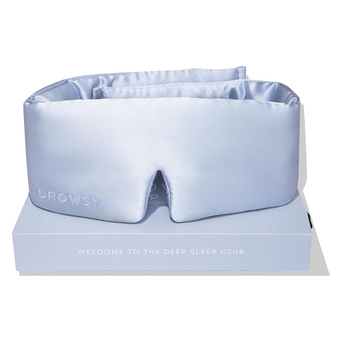 Drowsy Silk Sleep Mask. Face-Hugging, Padded Silk Cocoon for Luxury Sleep in Total Darkness (blue Belle)