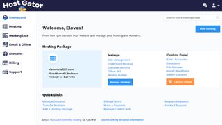 HostGator's user dashboard