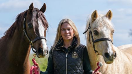 (L to R) Cadlanvalley Eldorado with Katy Marriot-Payne and Cadlanvalley Sandpiper in April 2026