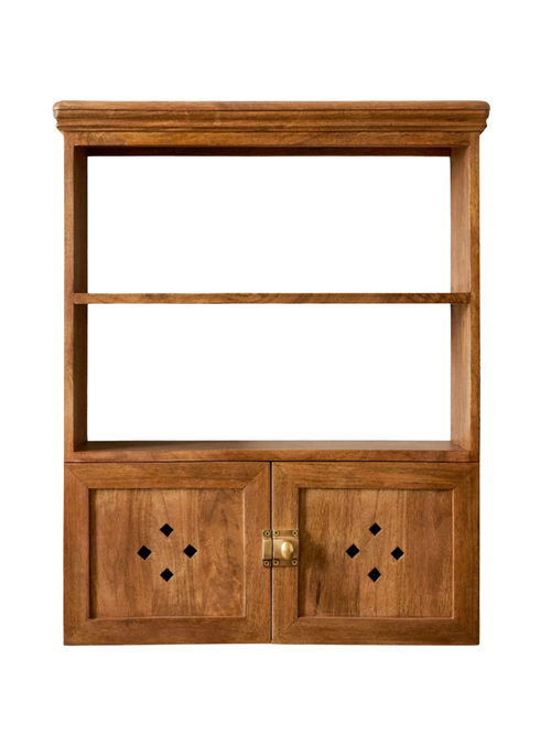 Vaughn Antiqued Wood Shelf With Doors