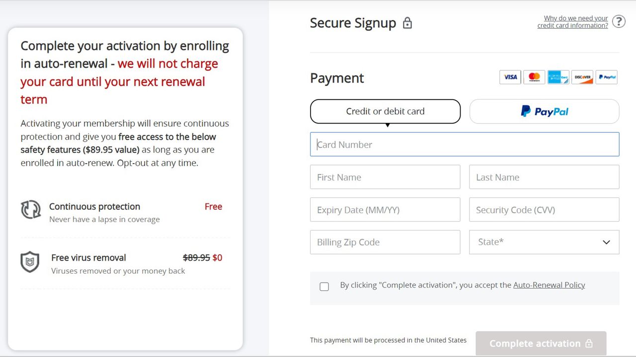 McAfee app screenshot
