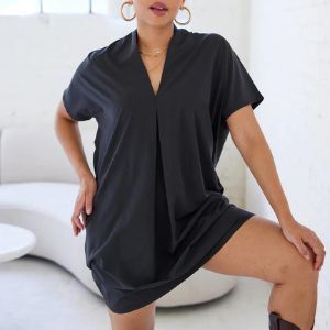 blue button-down tunic dress