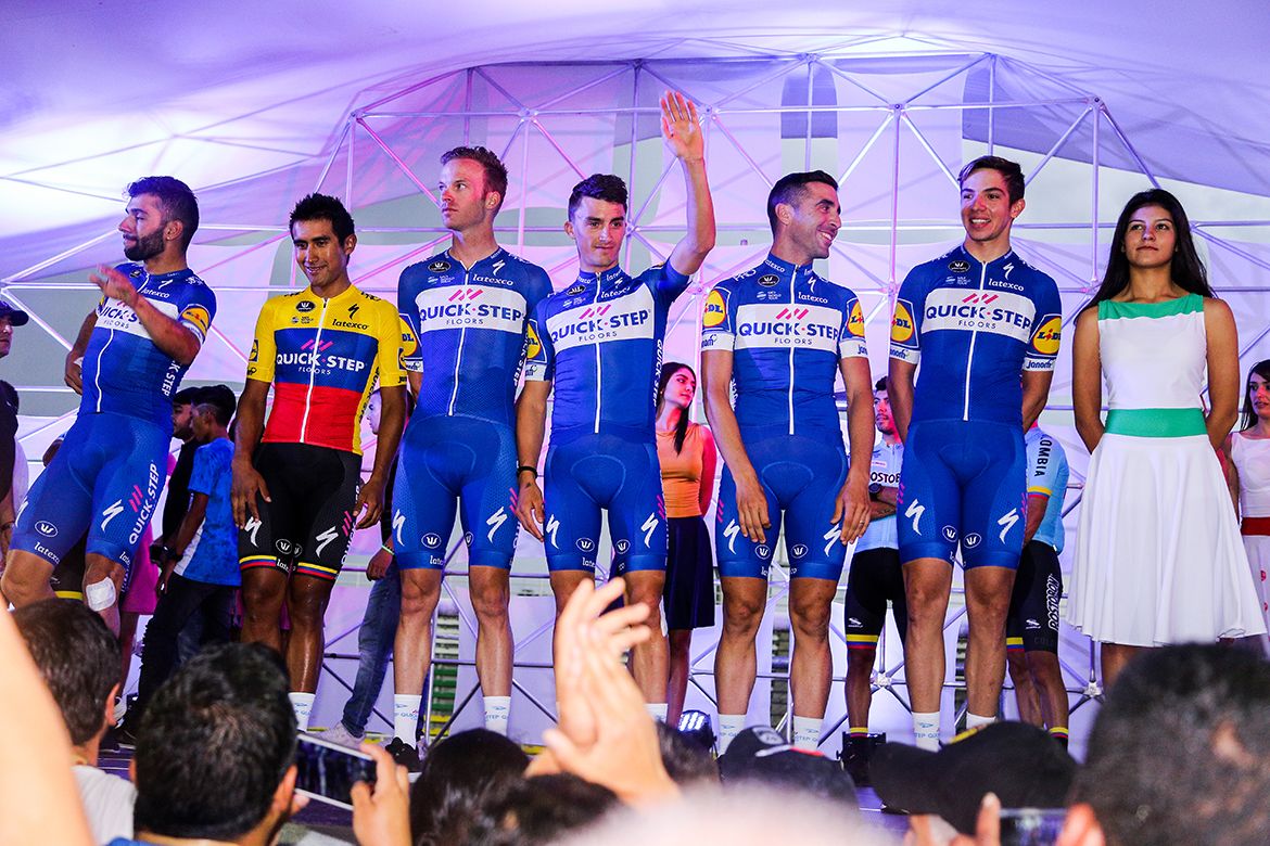 Fernando Gaviria, Ecuador champion Jhonatan Narvaez and the Quick-Step Floors team.