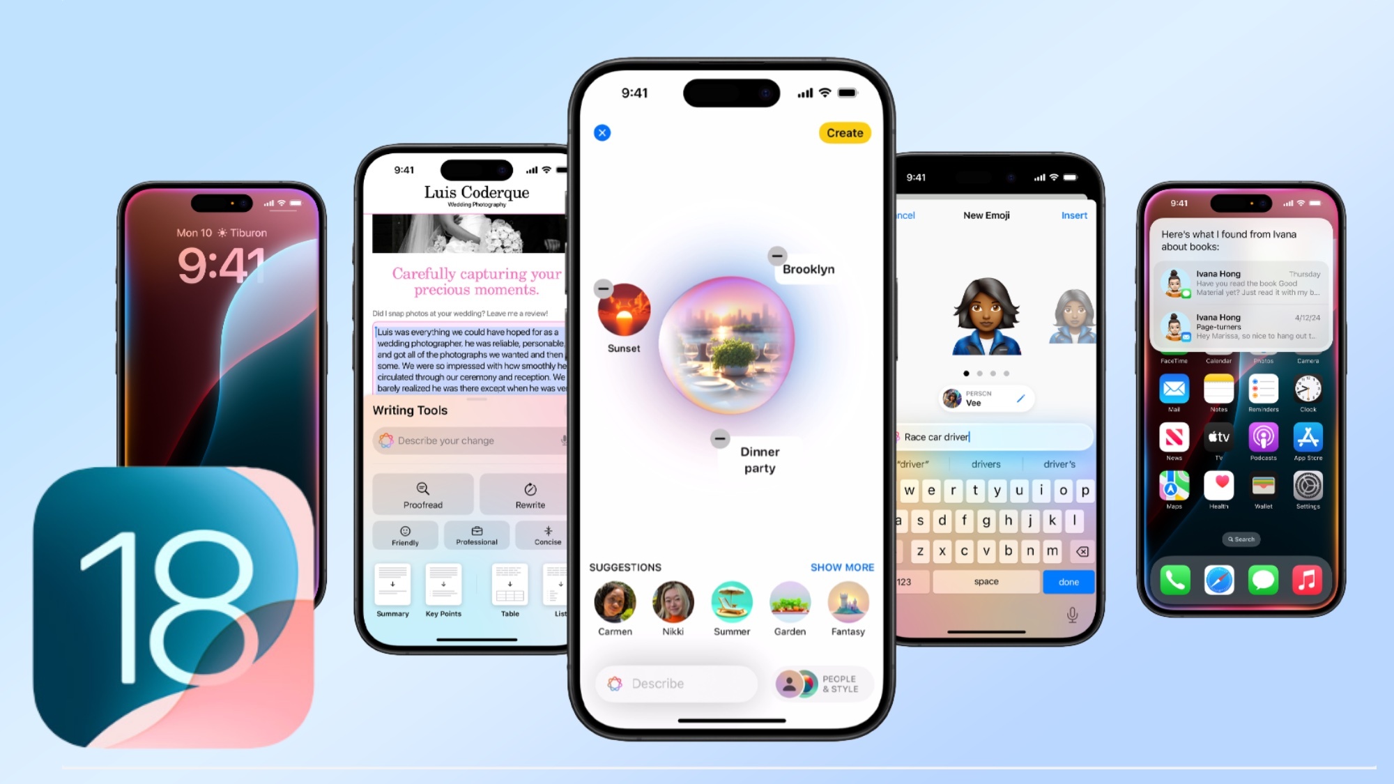 Multiple iphones with different features from iOS 18 Apple Intelligence featured