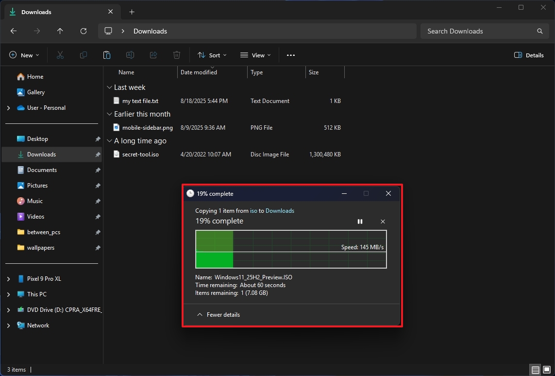 File Explorer copy dialog dark mode