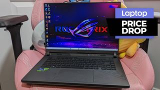 Asus ROG Strix G16 gaming laptop on a chair