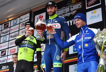 Alex Kirsch (WB Veranclassic Aqua Protect), Guillaume Van Keirsbulck (Wanty - Groupe Gobert) and Iljo Keisse (Quick-Step Floors)