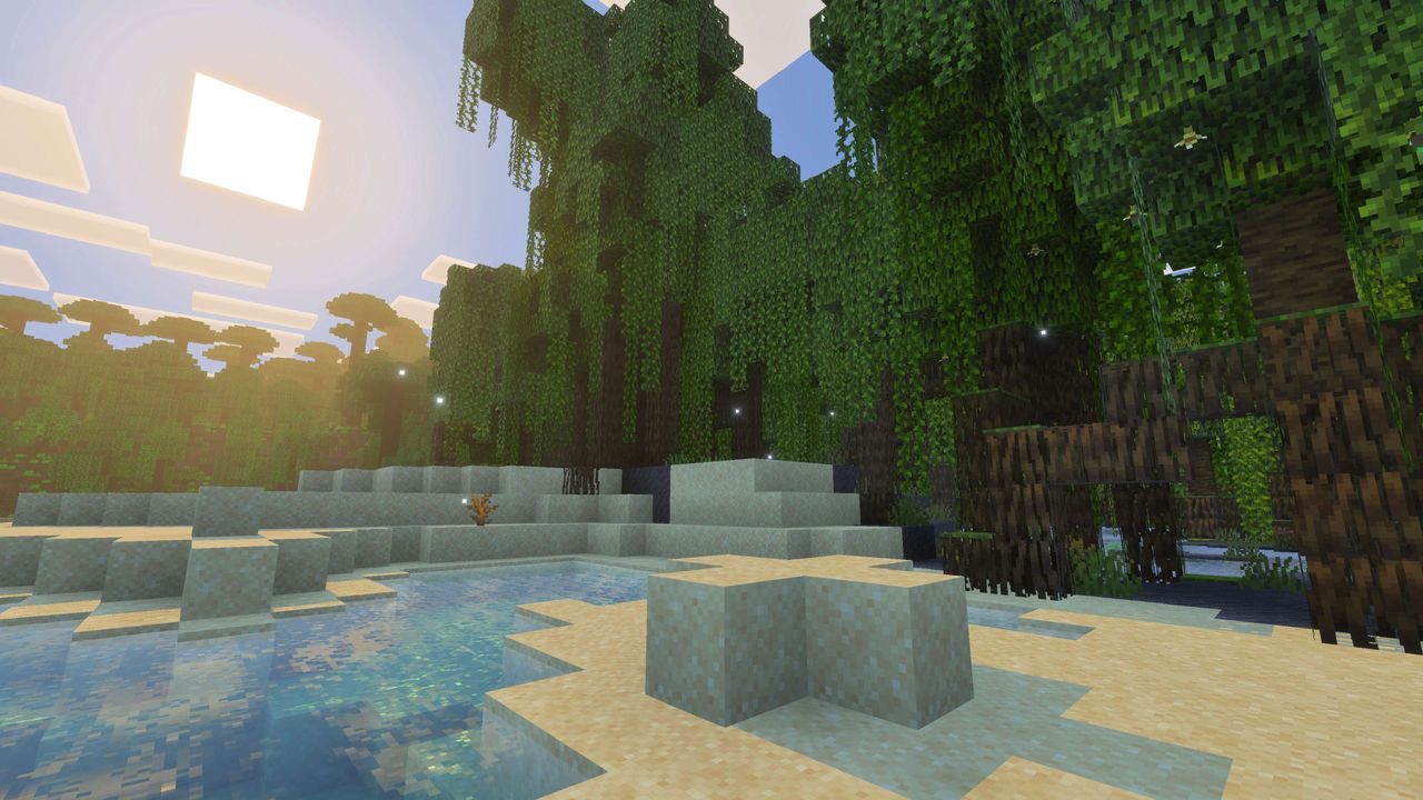 Screenshot of Minecraft's "Vibrant Visuals" upgrade toggled on and off.