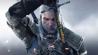 Best RPGs: The Witcher 3's Geralt looks straight at you, drawing his sword from its sheath