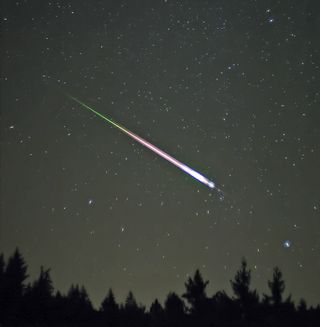 A meteor during the peak of the 2009 Leonid Meteor Shower.