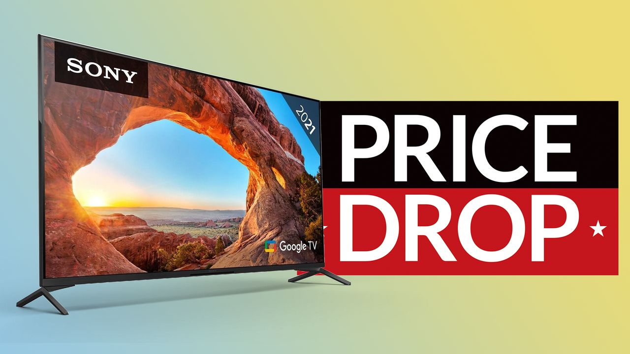 Sony X89J on coloured background with sign saying Price Drop