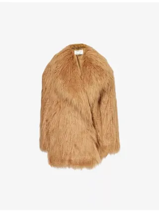 Miley Notch-Lapels Relaxed-Fit Faux-Fur Coat