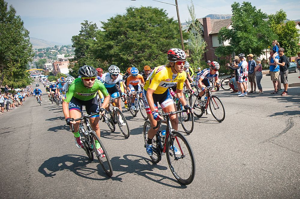 Kristin Armstrong (Twenty 16) leads the fiels up a short but steep climb.