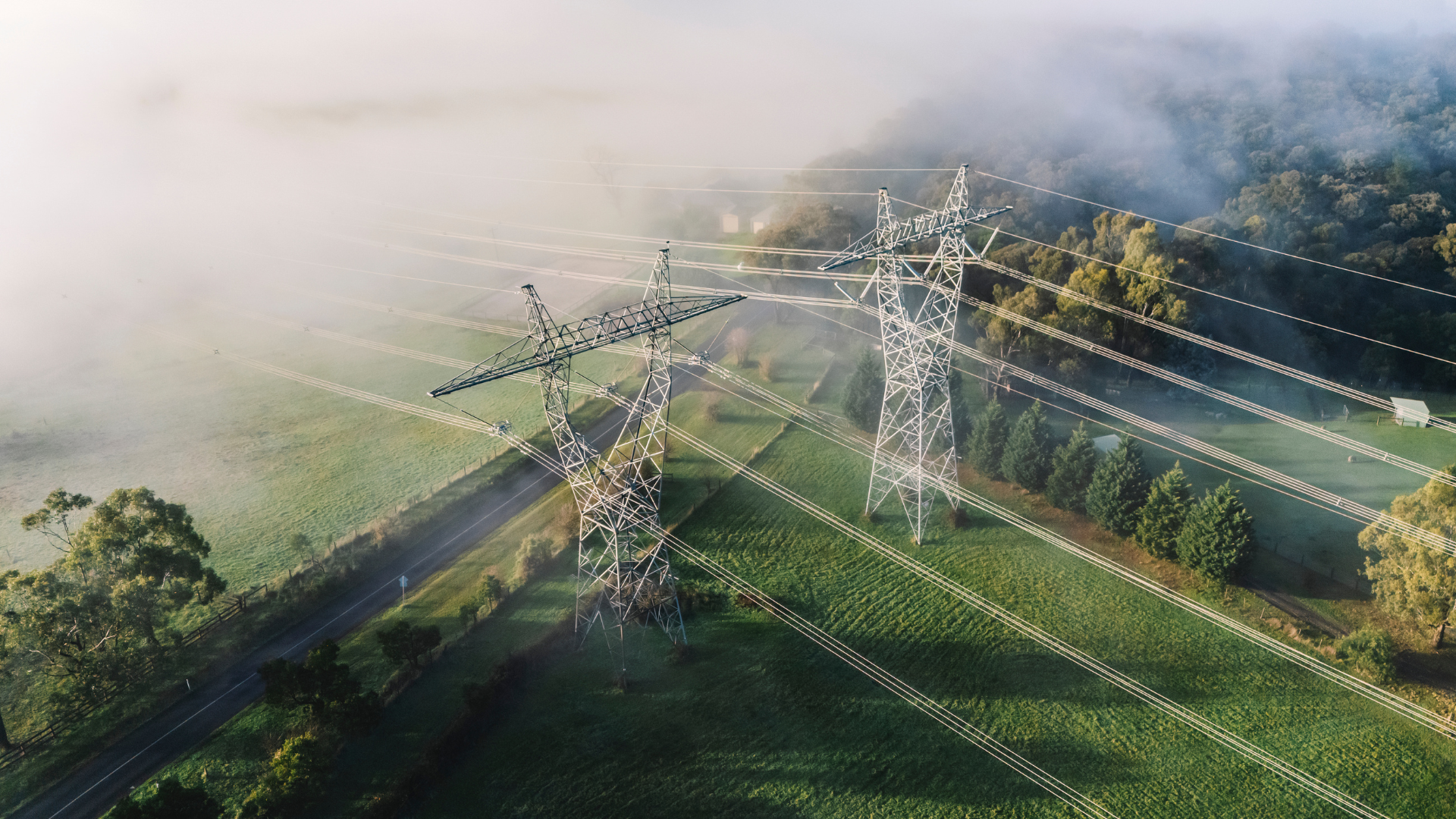 power lines as seen from above