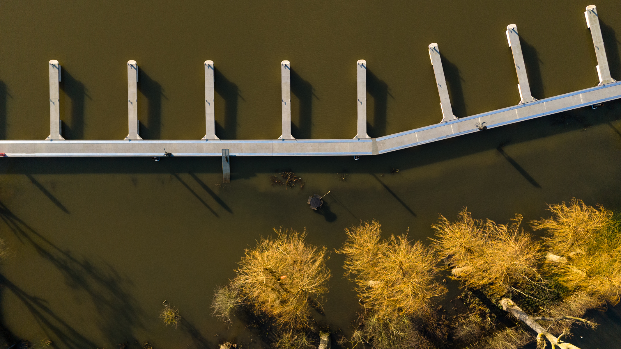 Photo of empty boat moorings taken with the DJI Flip