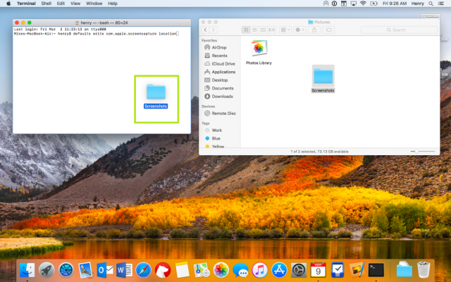 change screenshot path mac