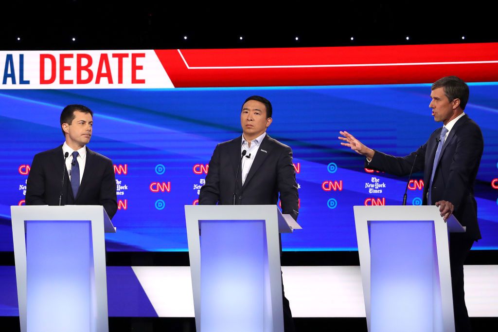 Pete Buttigieg, Andrew Yang, and Beto O&amp;#039;Rourke.