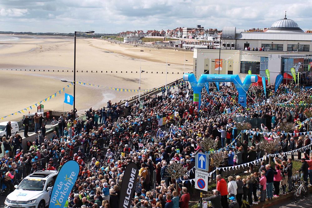 Big crowds greeted riders at the start in Bridlington.