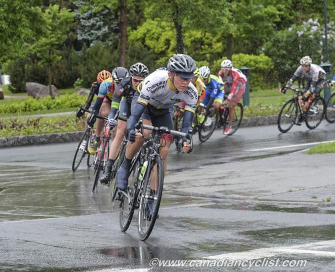 Race leader Tom Skujins (Hincapie Sportswear Development Cycling Team) stayed well protected in the peloton.