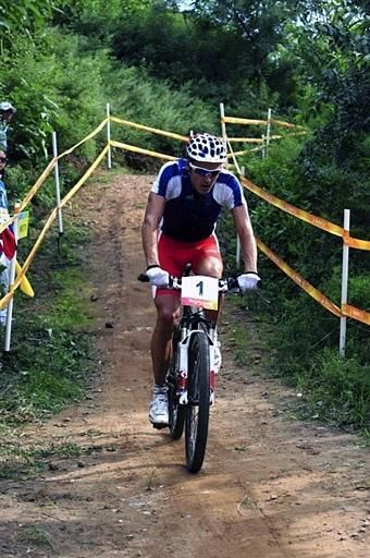 Julien Absalon rides his Orbea bike to an Olympic win in Beijing.