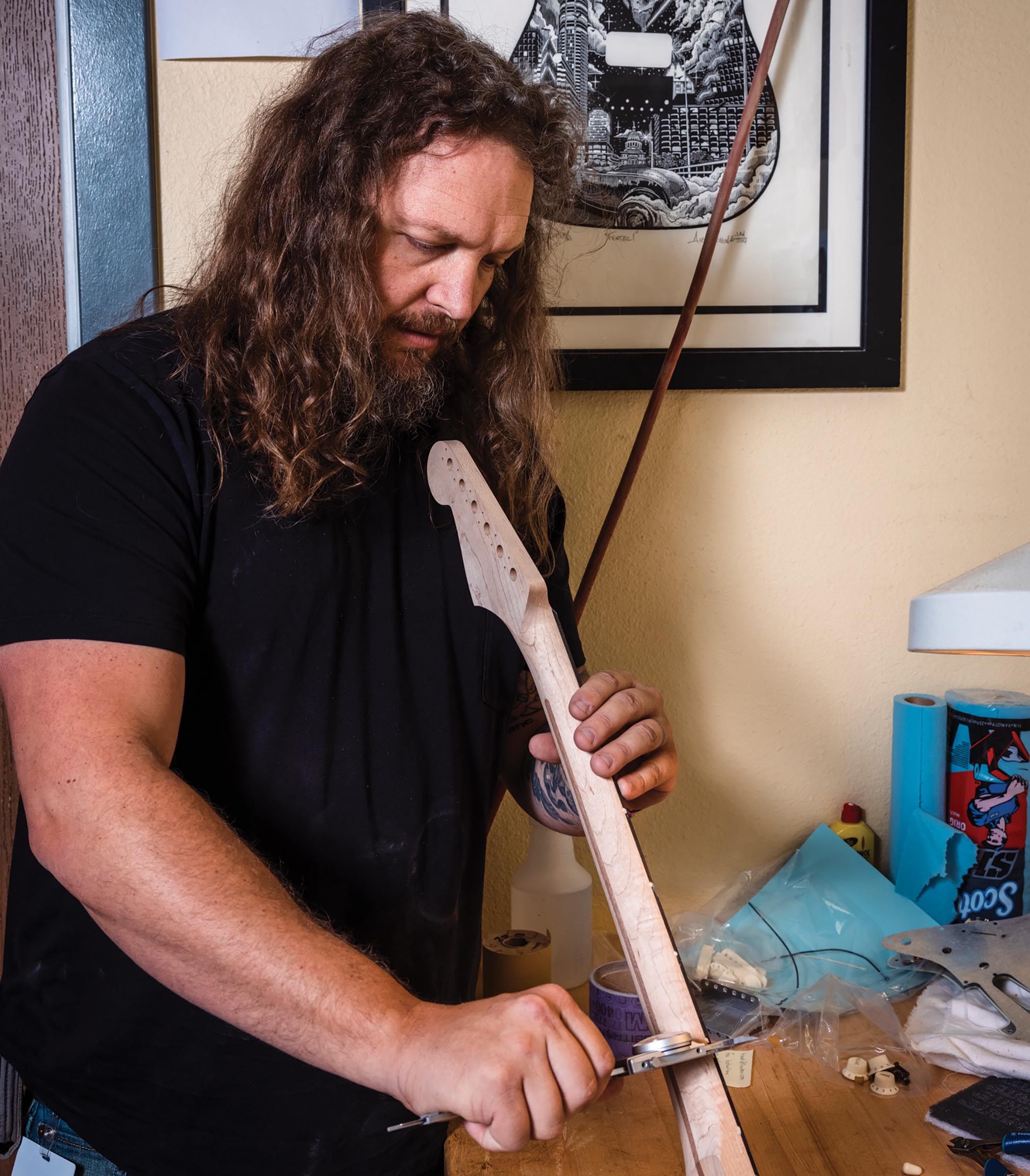Fender Master Builder Andy Hicks at work.