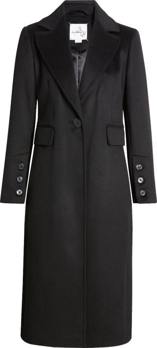 Single Breasted Wool Blend Reefer Coat