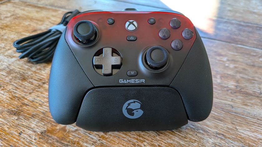 The GameSir G7 Pro gamepad sitting in its charging dock