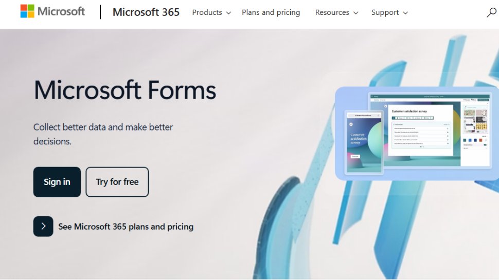 Website screenshot of Microsoft Forms (July, 2025)