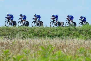 Quick-Step Floors on their way to winning the opening team time trial at Adriatica Ionica Race