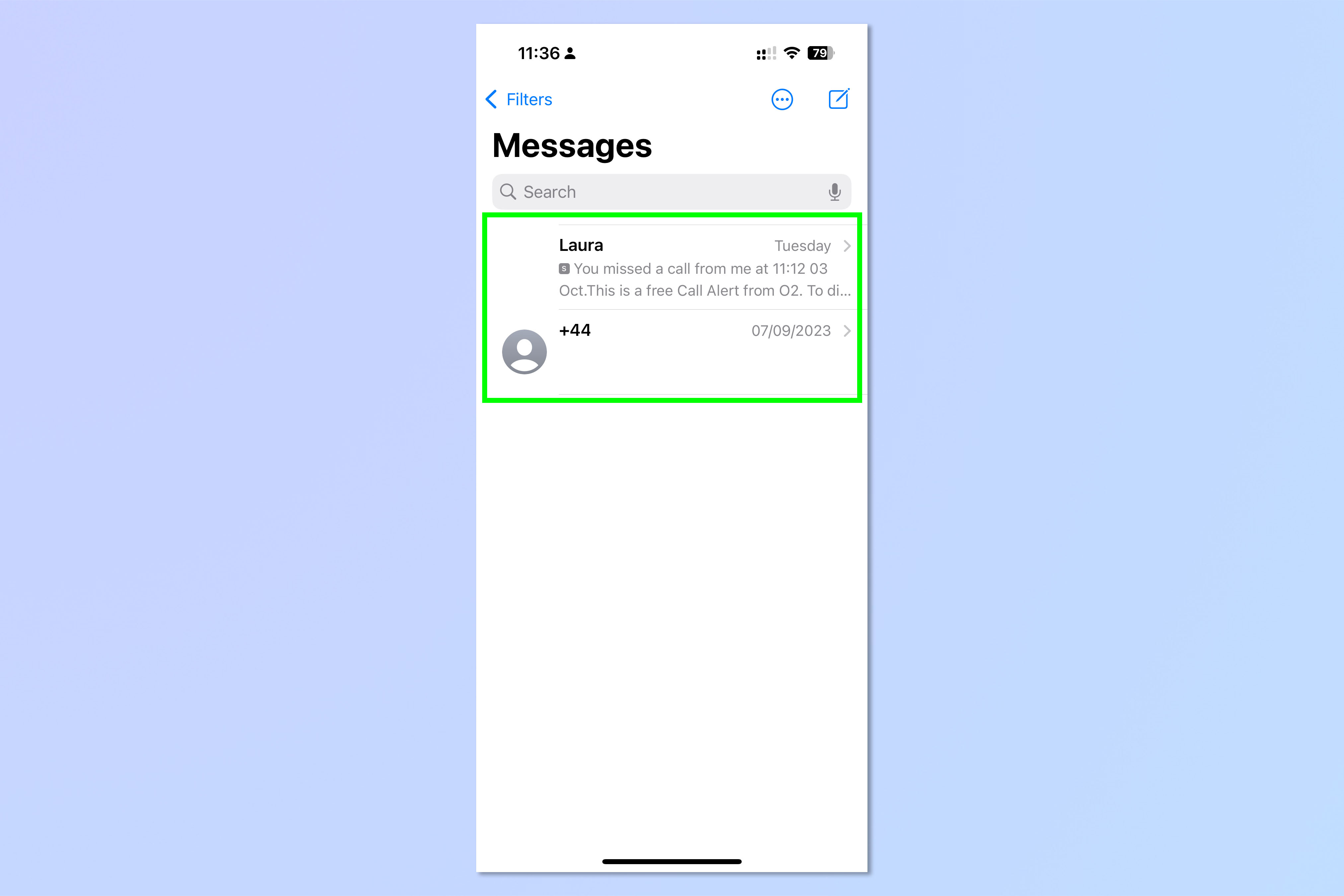 Снимок экрана, показывающий, как включить фильтрацию сообщений на двух SIM-картах iPhone